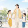 車なし子育てで使う徒歩や自転車や公共交通のイメージ